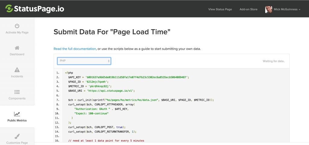StatusPage.io PHP code